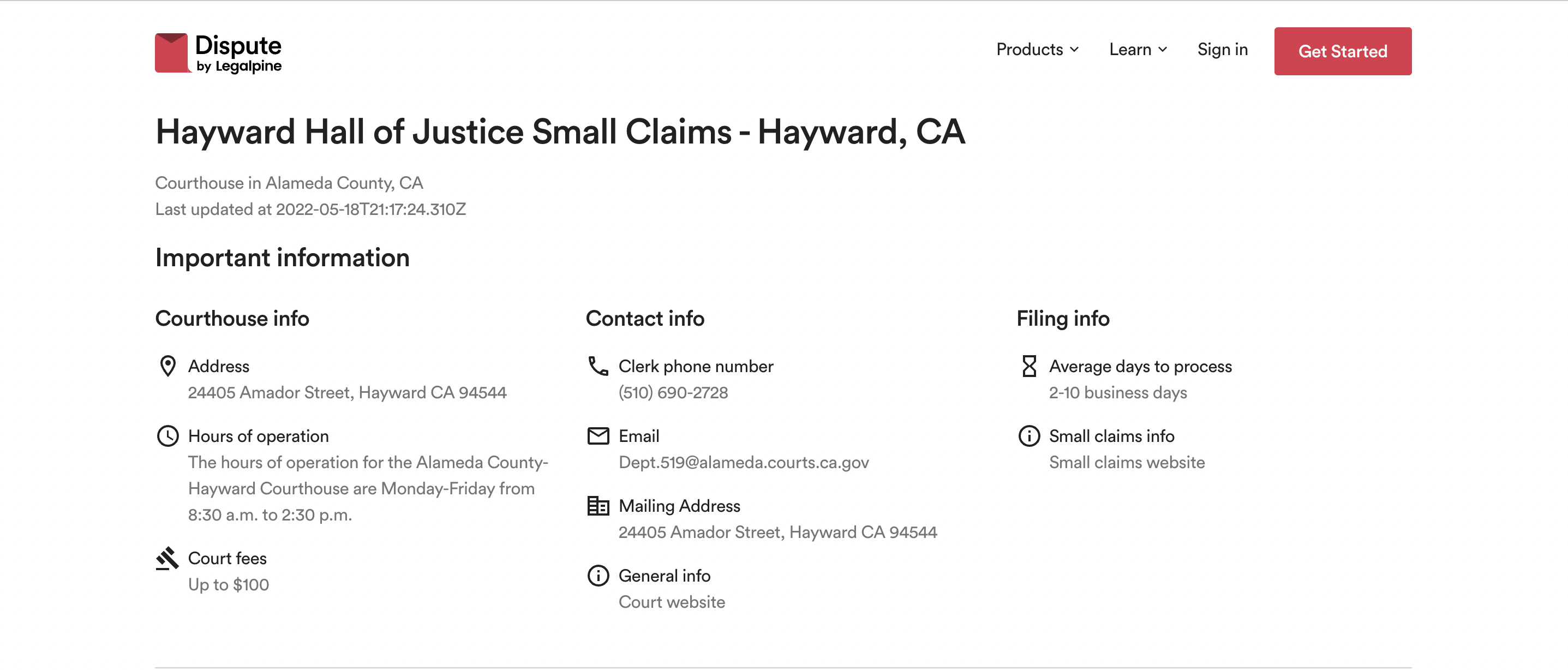 hayward small claims court california