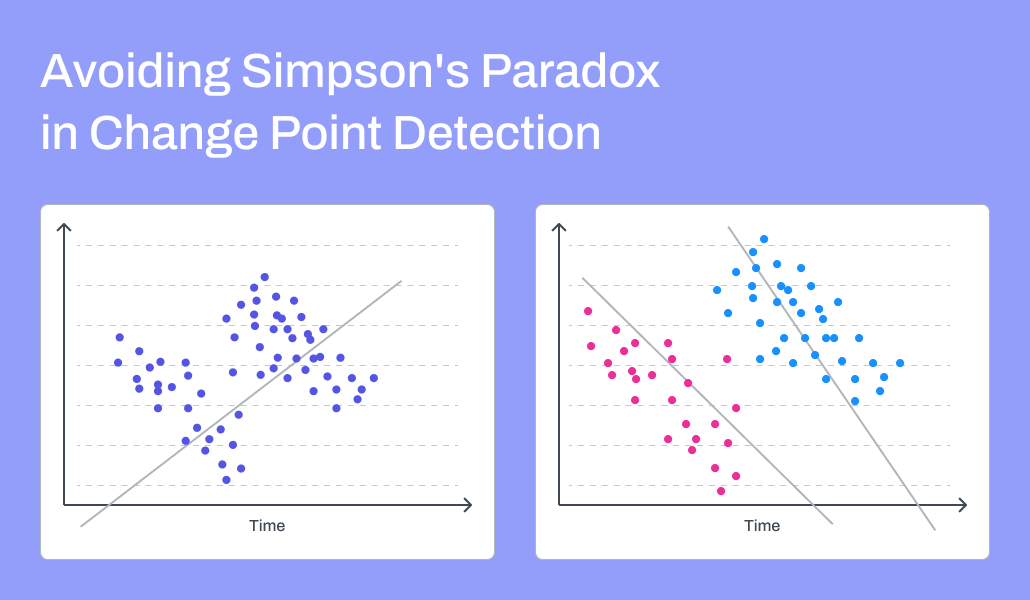 a set of graphs showing simpsons paradox for change point detection 