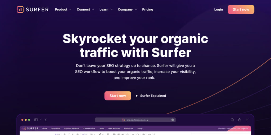surfer screenshot - example of ai marketing tools 
