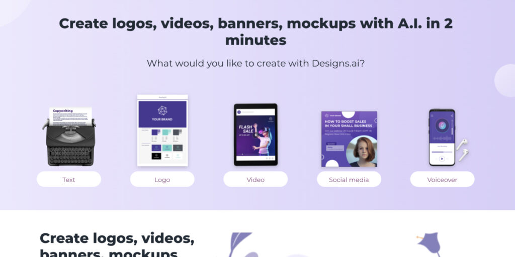 designs ai screenshot - example of ai marketing tools 