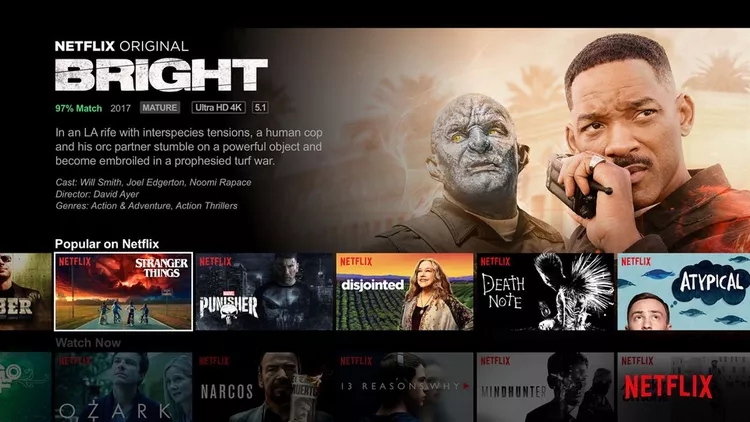 Screenshot of the Netflix app showing original titles    