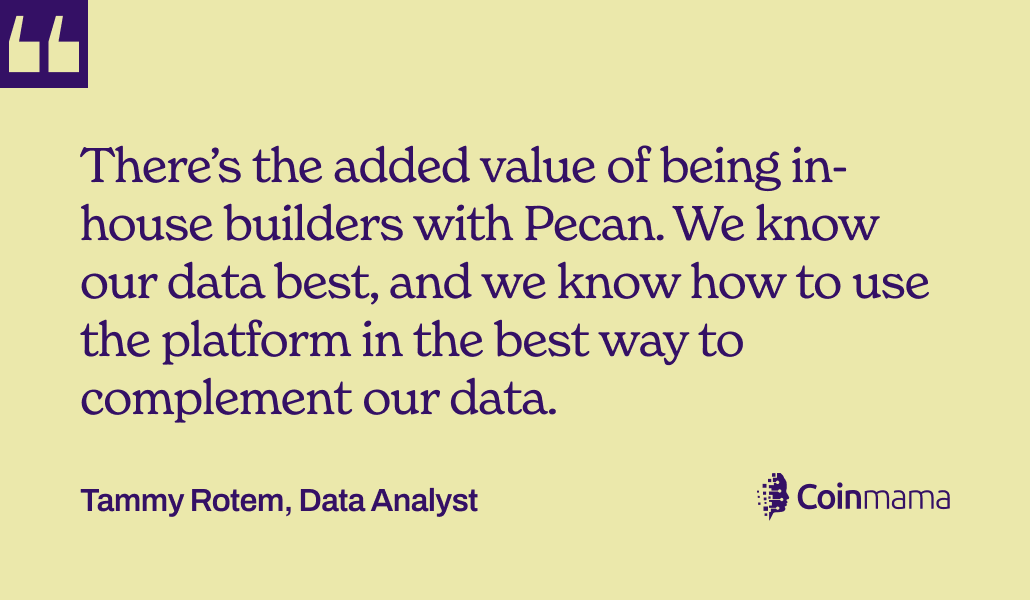 a quote from a data analyst about using Pecan for predictive analytics  