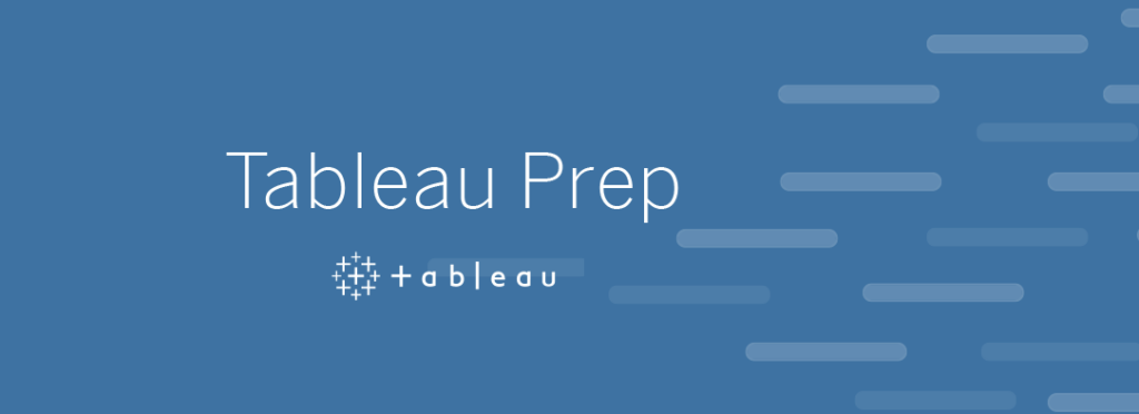 Image of the Tableau Prep with name and logo displayed on a blue background  