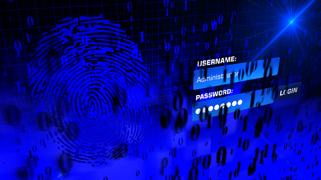 Graphic illustration of a login screen with a fingerprint for biometrics