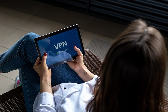 Employee or contractor connecting to business resources via a VPN on a tablet