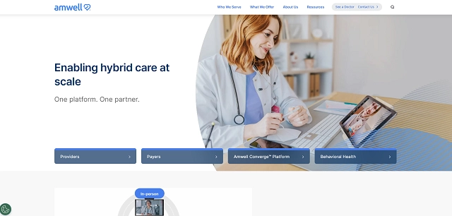Amwell HIPAA-compliant telehealth platform