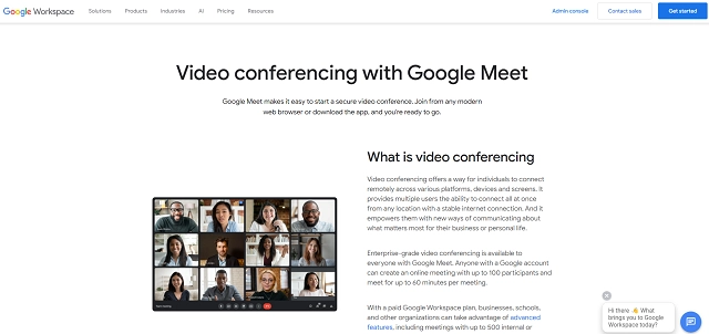 Video conferencing with Google Meet screenshot