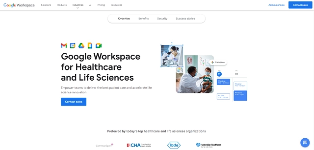 Google Workspace for Healthcare and Life Sciences screenshot