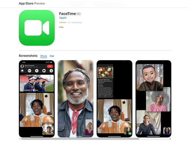 FaceTime screenshot from the App Store