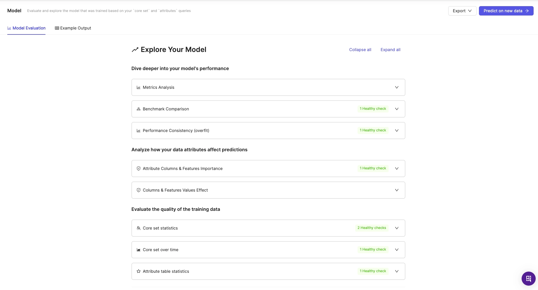 explore your model dashboard section in Pecan 