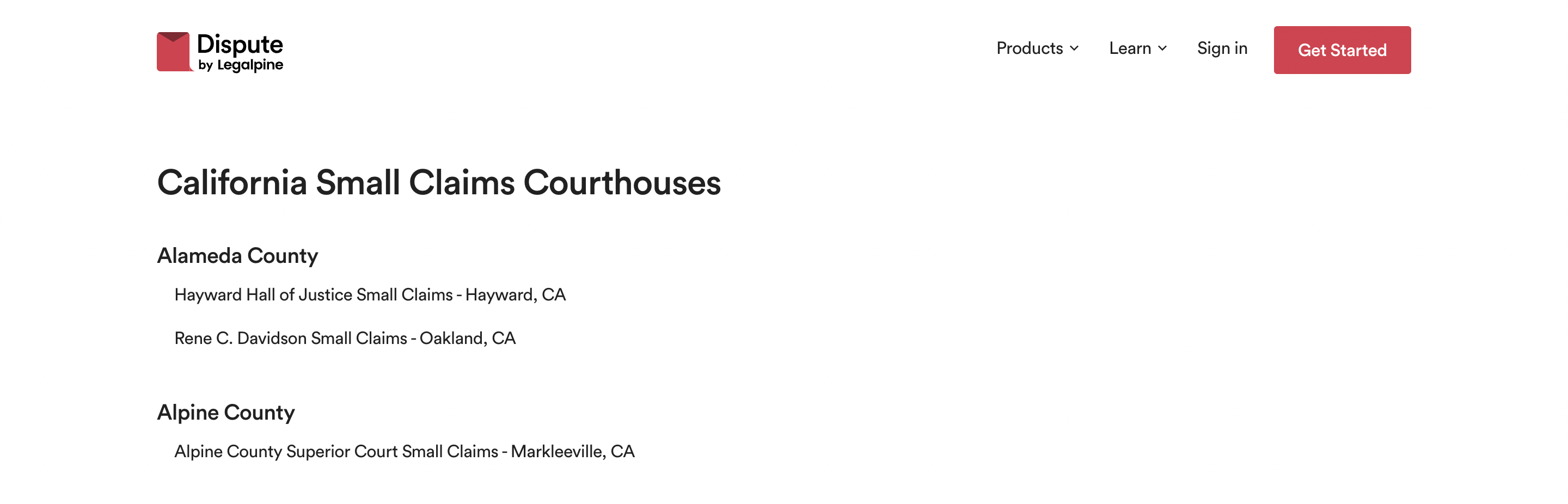 california small claims courthouses by county