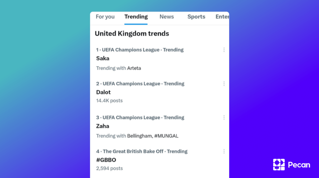 Image showing the Trending tab in Twitter 